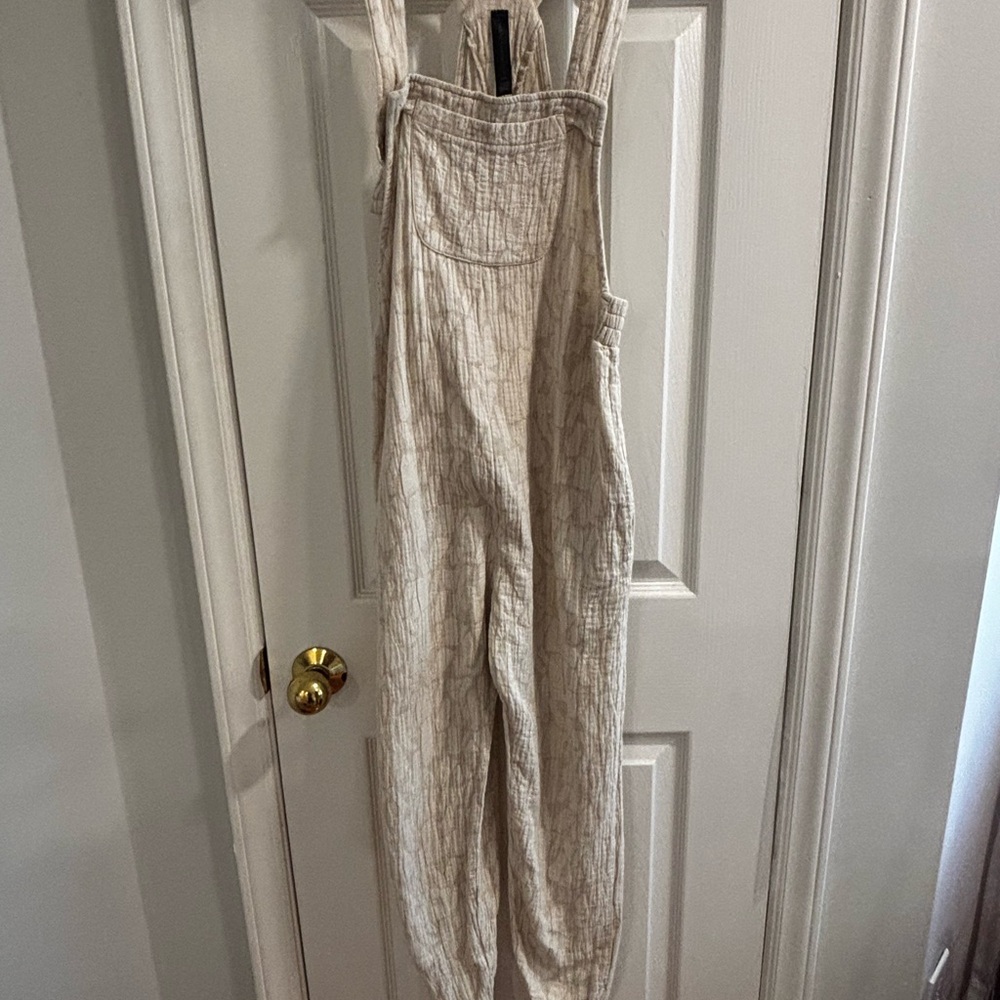 Cream Plaid Overalls